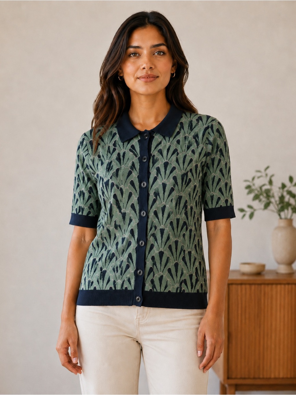 Studio Park x Alberti Popaj Women's Vacation Short Sleeve Cardigan S NEW A642662